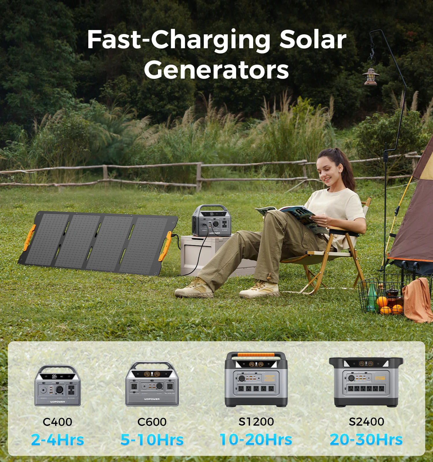 UDPOWER 120W Portable Solar Panel, Solar Suitcase Panel for Camping - Image 6